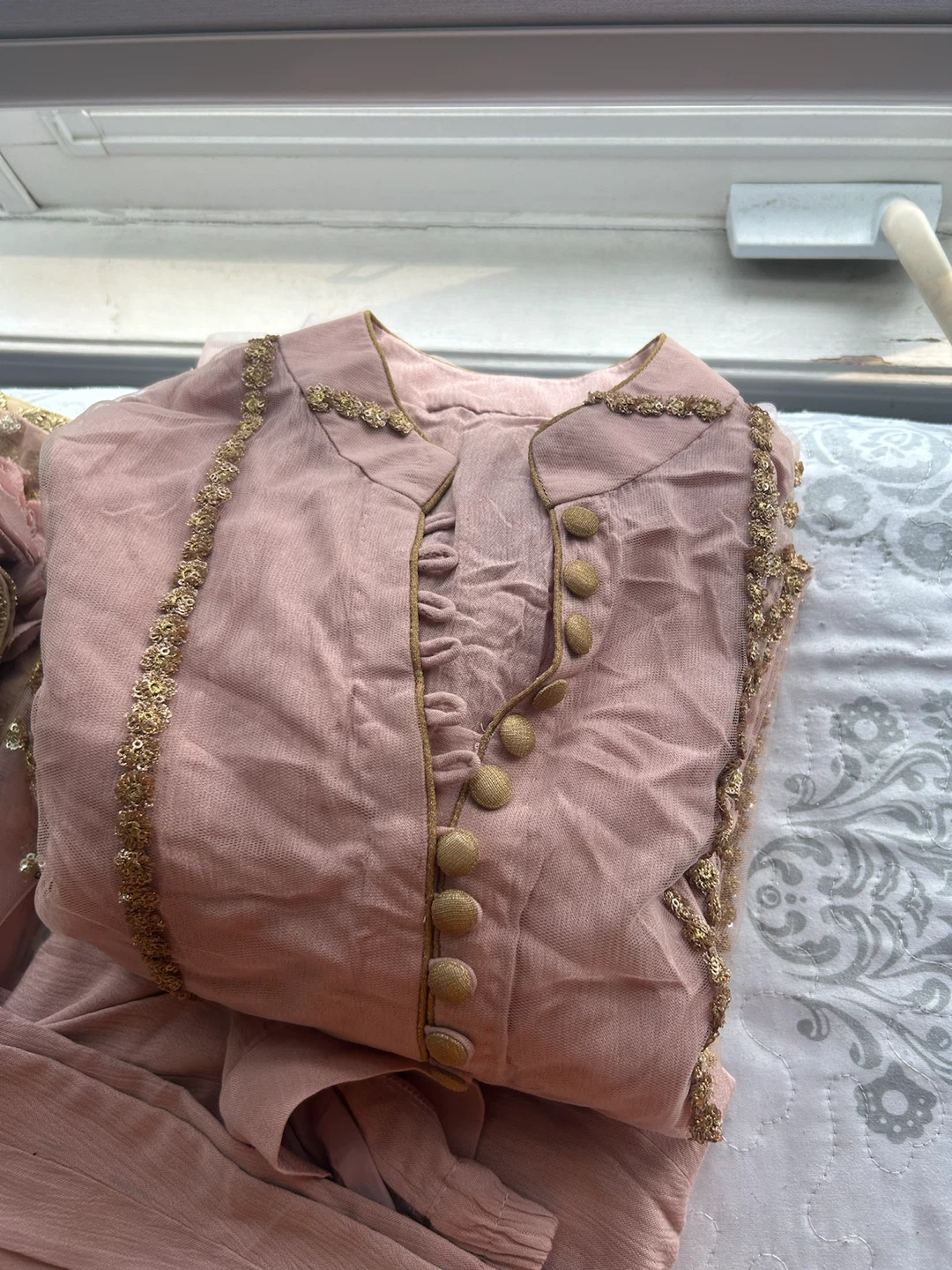 Pink Embroidered Kameez Shalwar with Dupatta - photo 2