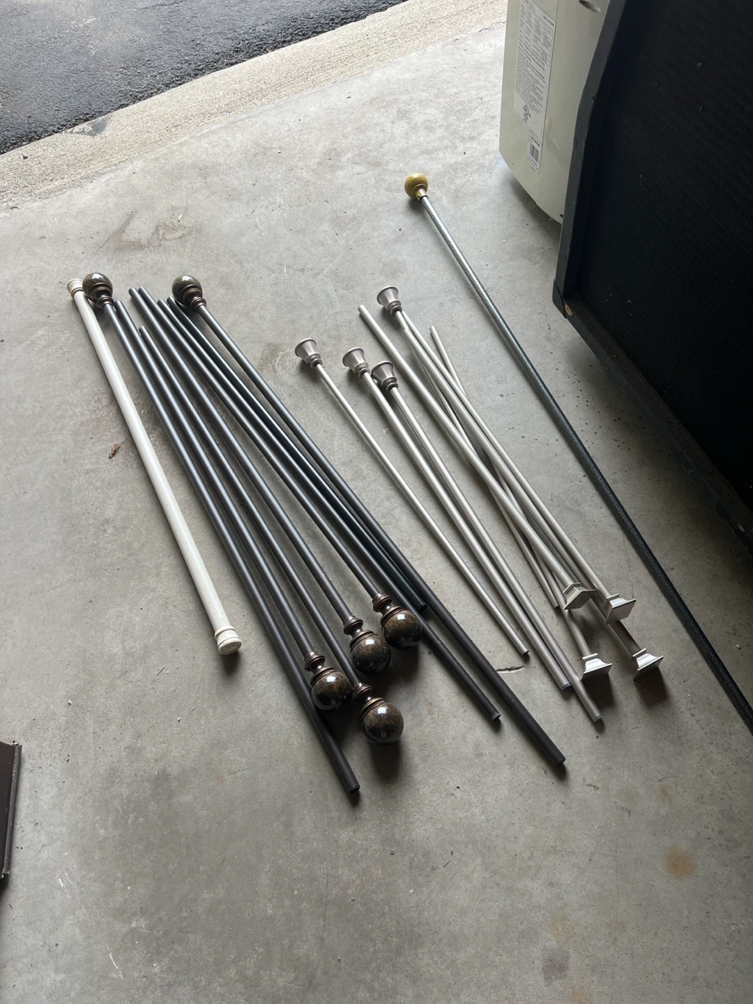 Assorted Curtain Rods and Finials