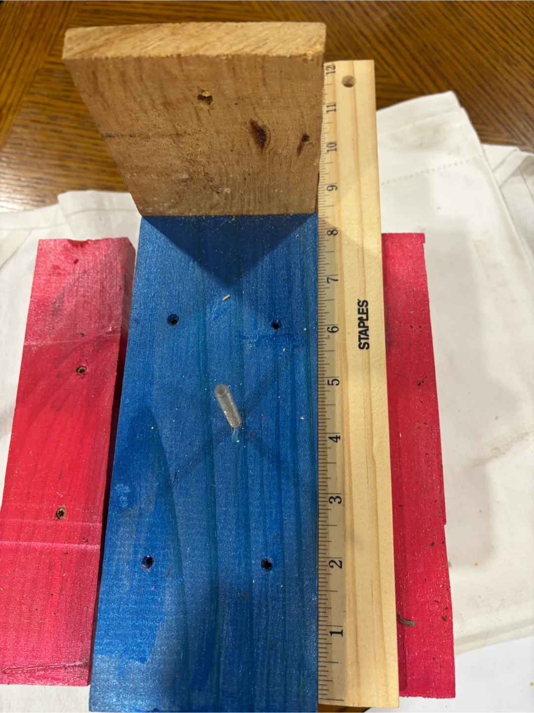 Wooden Squirrel Feeder - Red, White, and Blue - photo 3