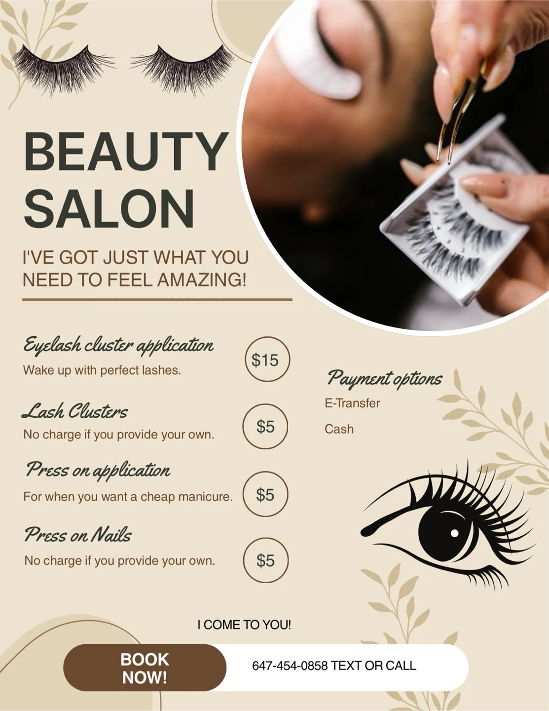 Beauty Salon Services - Eyelash & Nail Applications