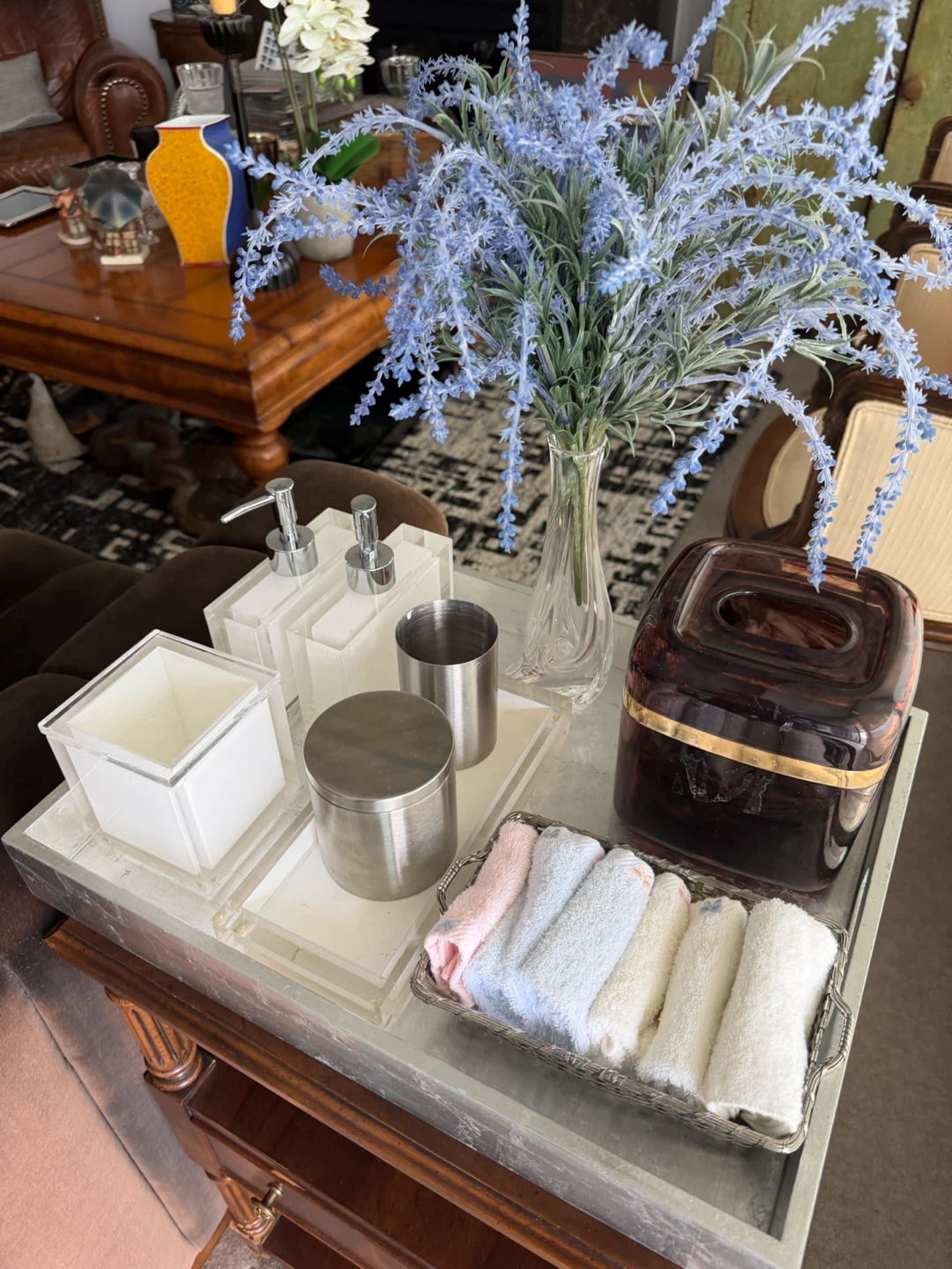 Decorative Tray Set with Soaps, Towels, and Tissues - photo 3