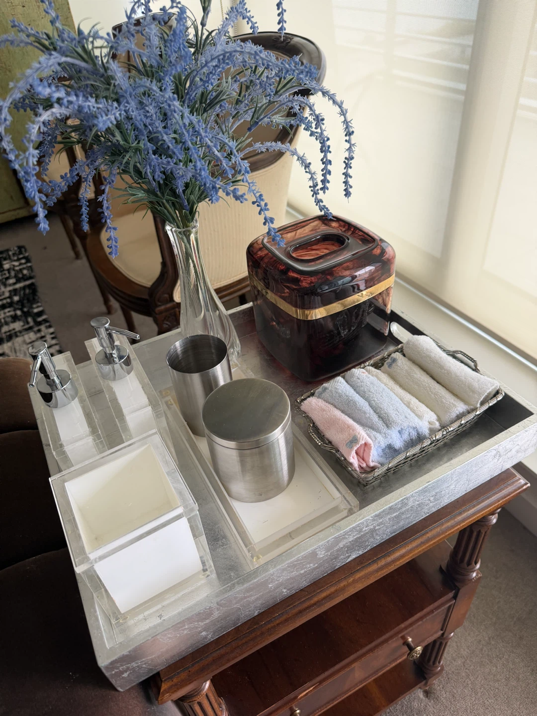 Decorative Tray Set with Soaps, Towels, and Tissues - photo 4