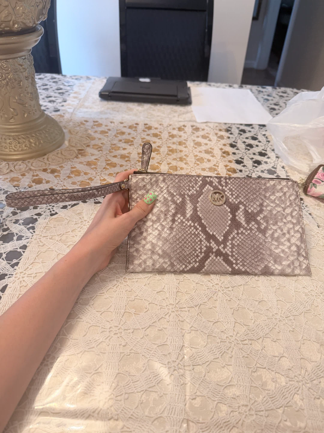 Michael Kors Snake Print Wristlet Clutch