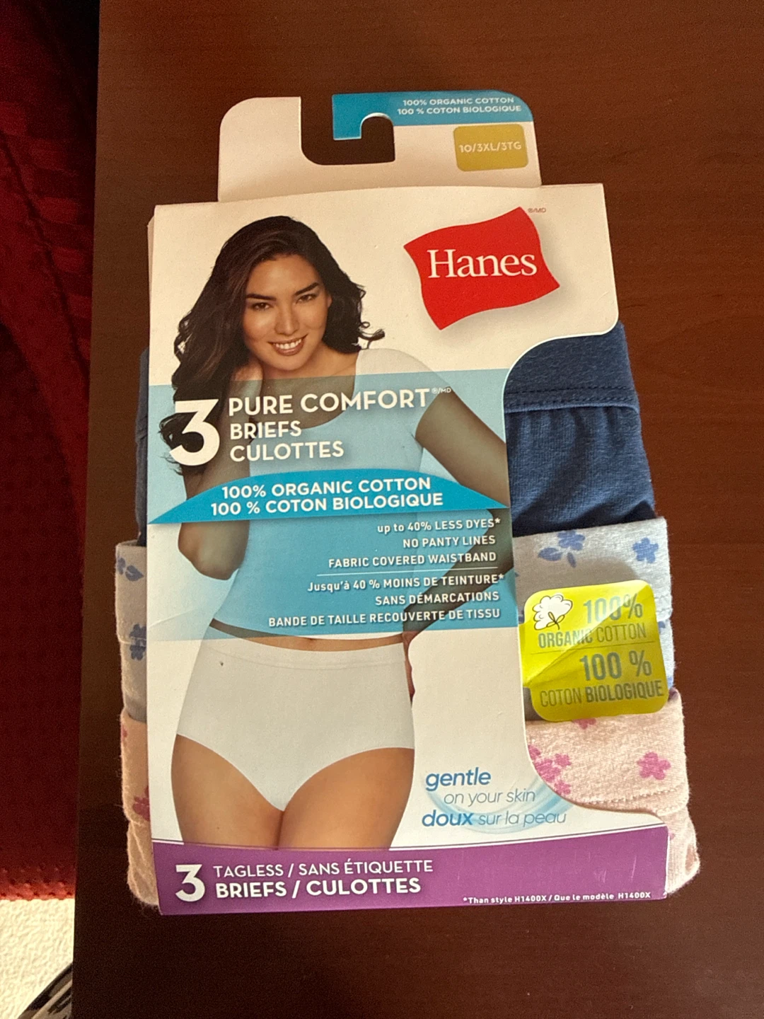2XL Hanes 3 Pack 100% Organic Cotton Briefs