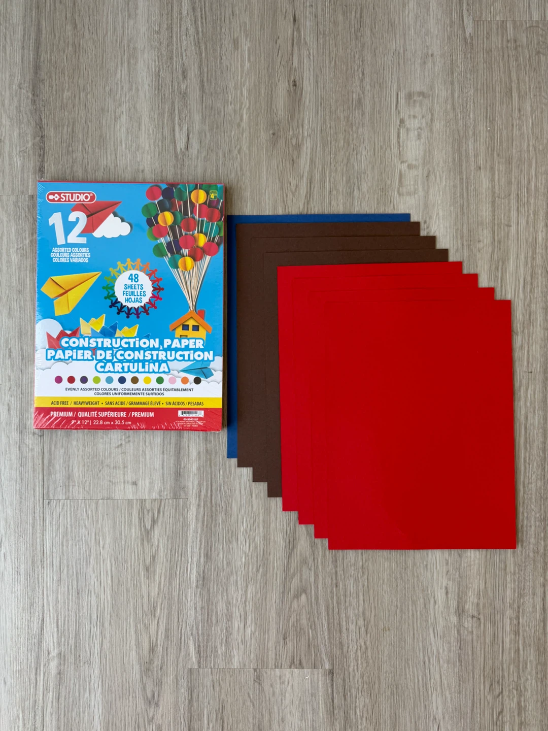9" X 12" 56 SHEETS STUDIO® ASSORTED COLOURS CONSTRUCTION PAPER