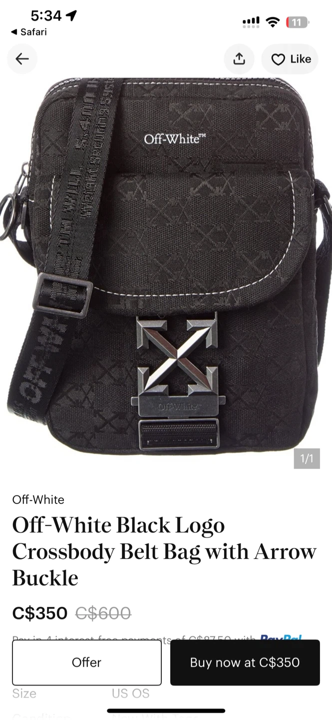 OFF-WHITE Black Crossbody Belt Bag - photo 2