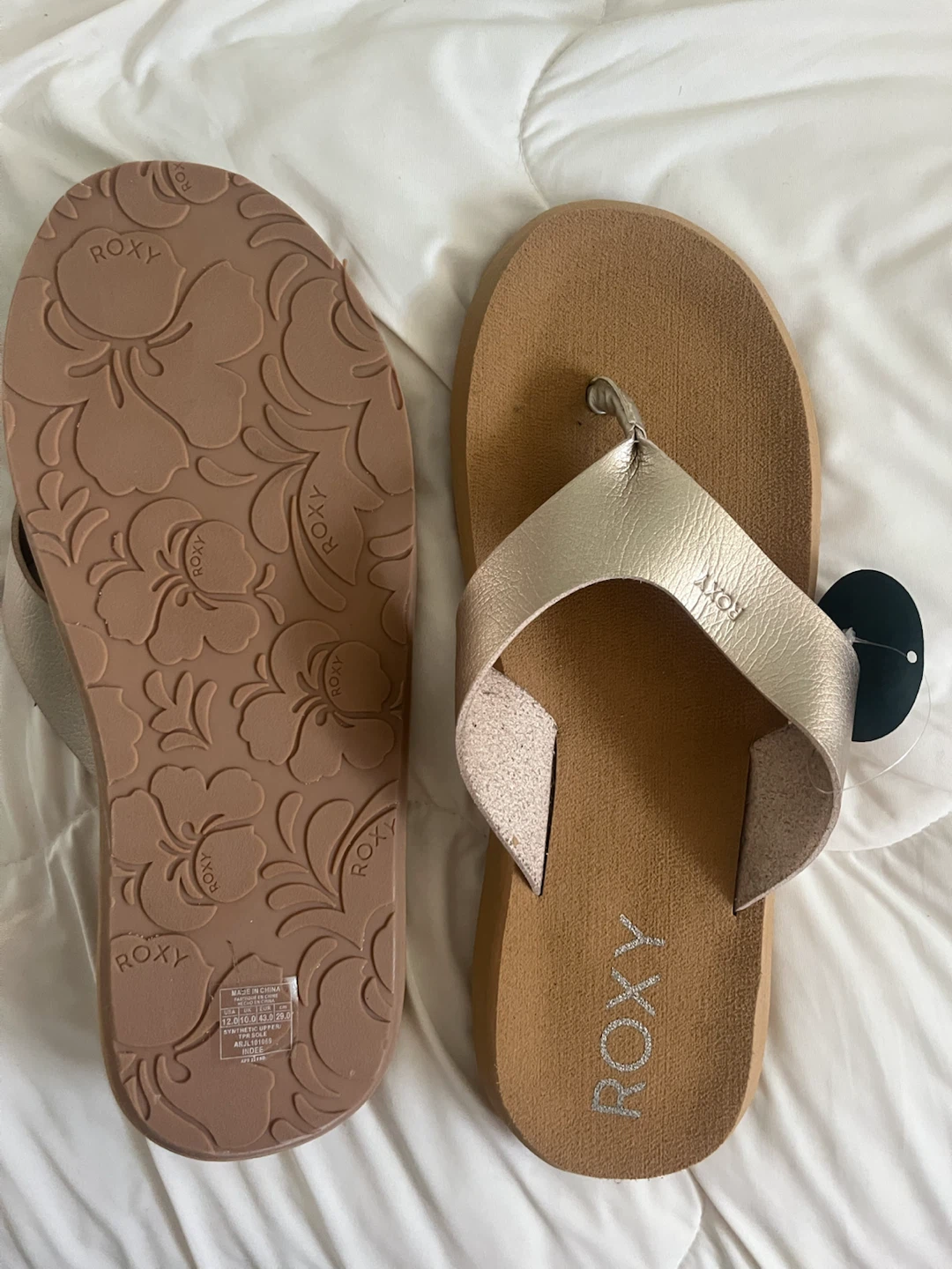 Roxy Flip Flops - Gold/Tan - photo 3