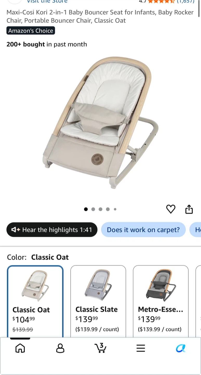 Baby swing bassinet chair and clothes