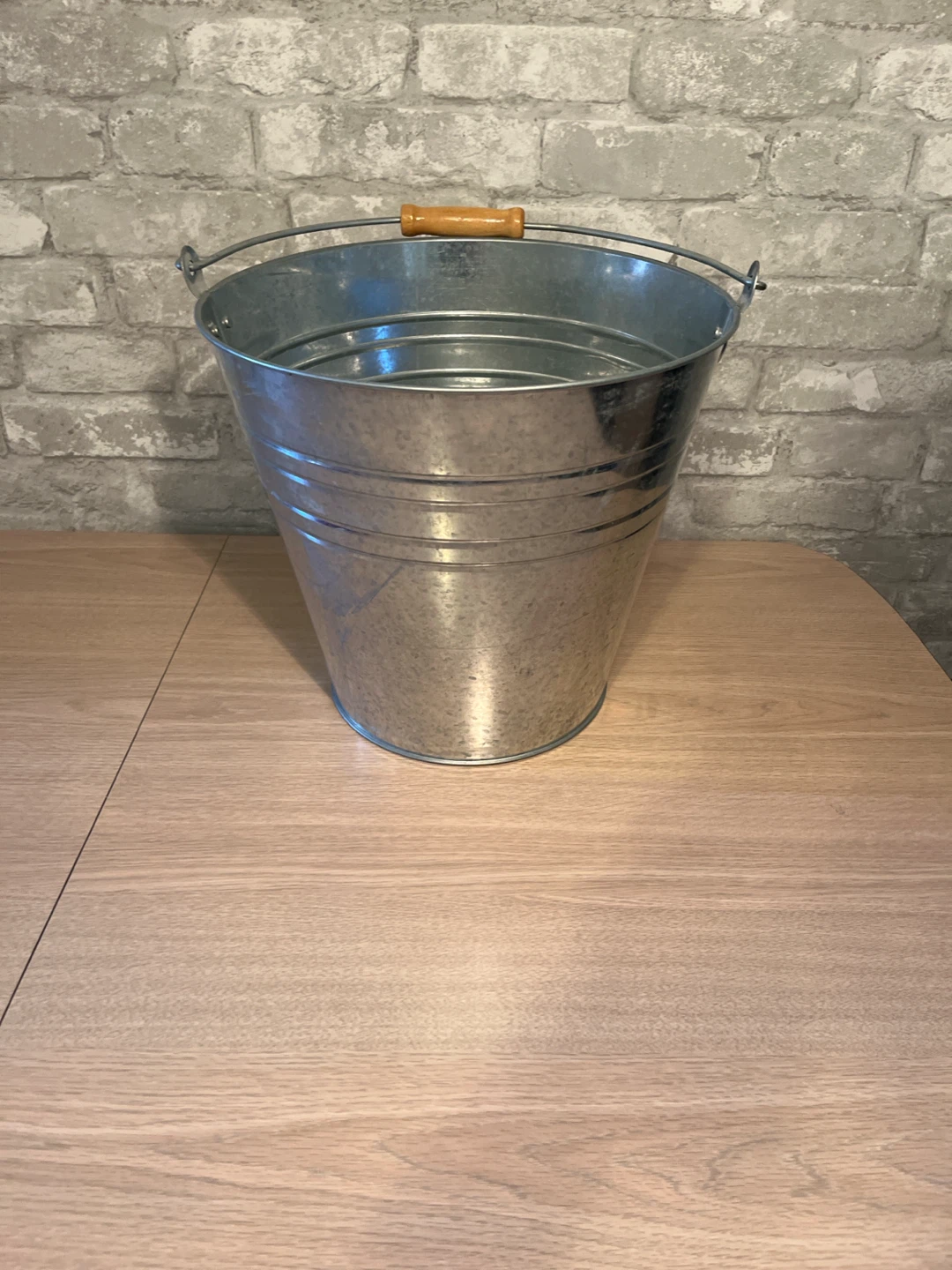 Galvanized Metal Pail with Wooden Handle