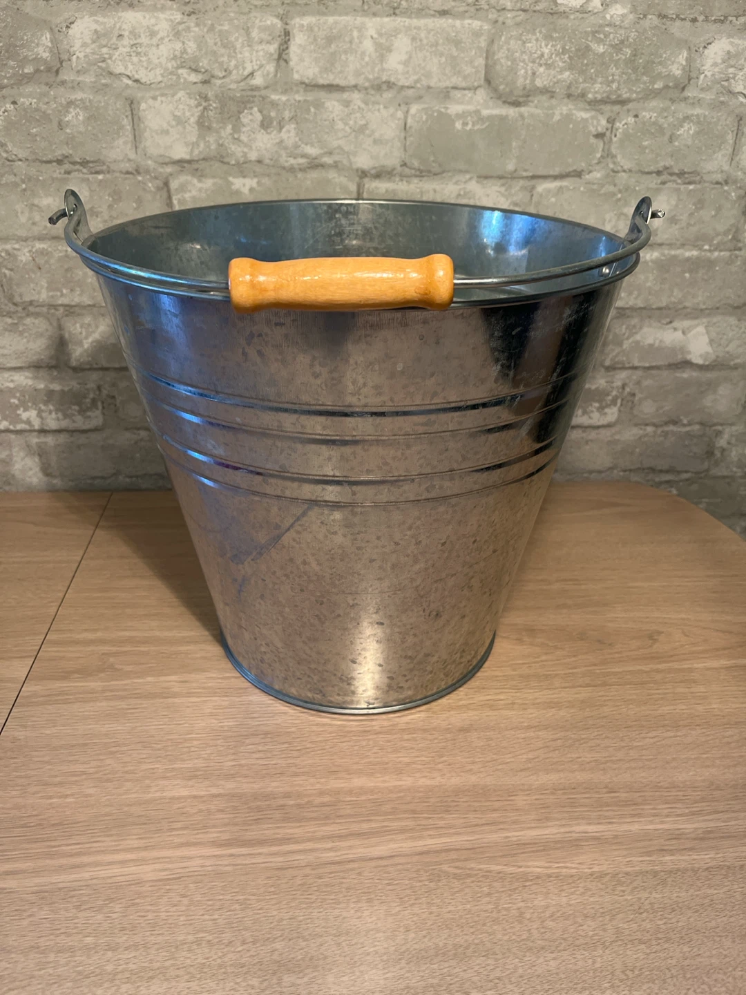 Galvanized Metal Pail with Wooden Handle - photo 2