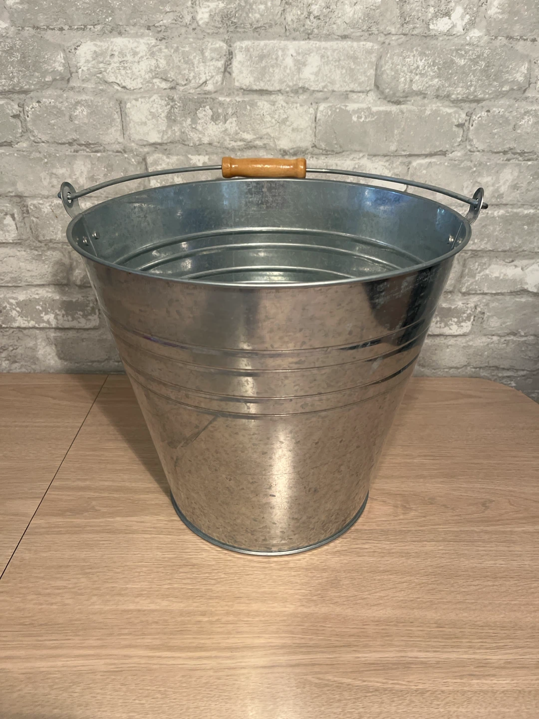 Galvanized Metal Pail with Wooden Handle - photo 3