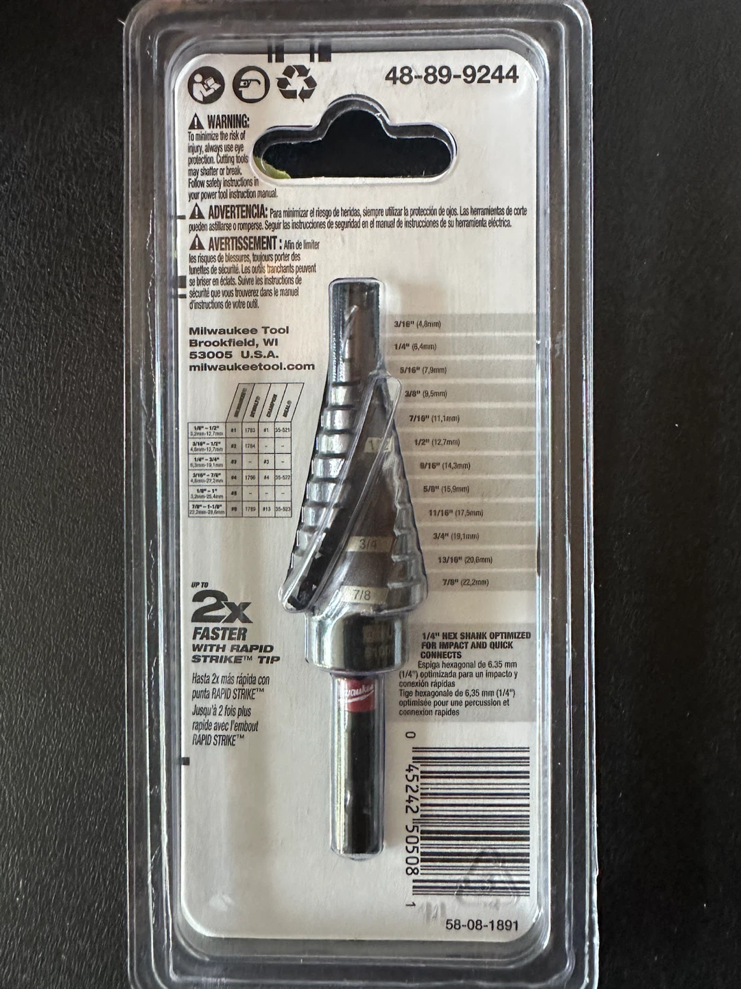 Milwaukee 48-89-9244 Impact Step Drill Bit - photo 2
