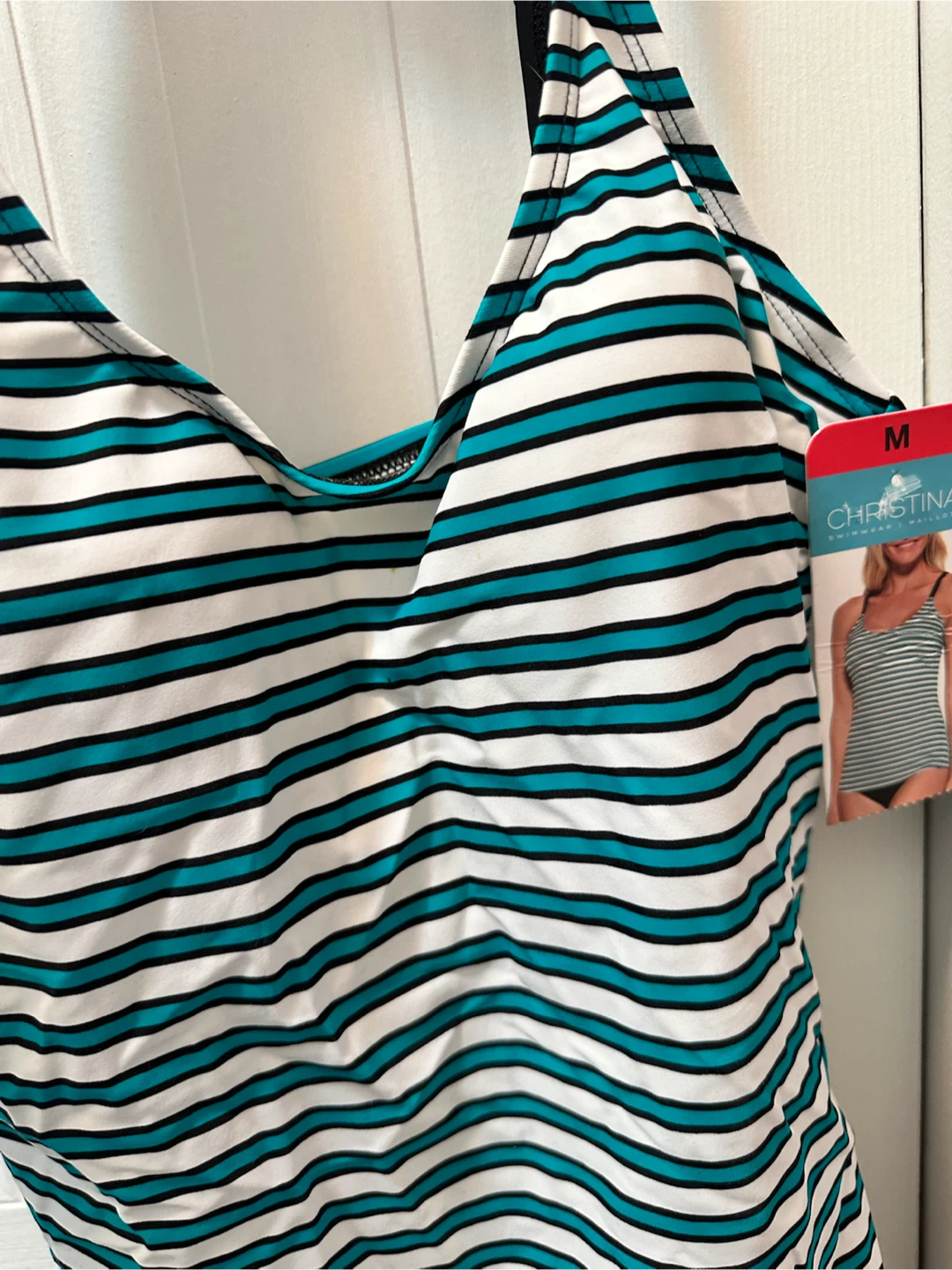 Christina Swimwear Striped Tankini Top Medium - photo 3