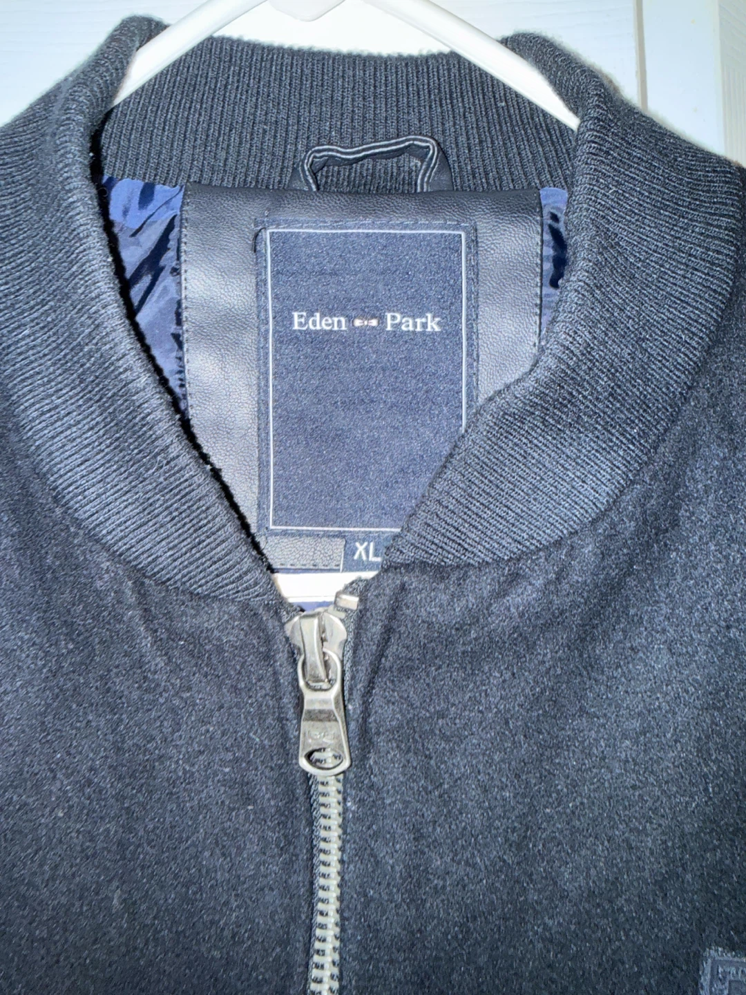 Eden Park Bomber Jacket XL Black Leather Sleeves - photo 2