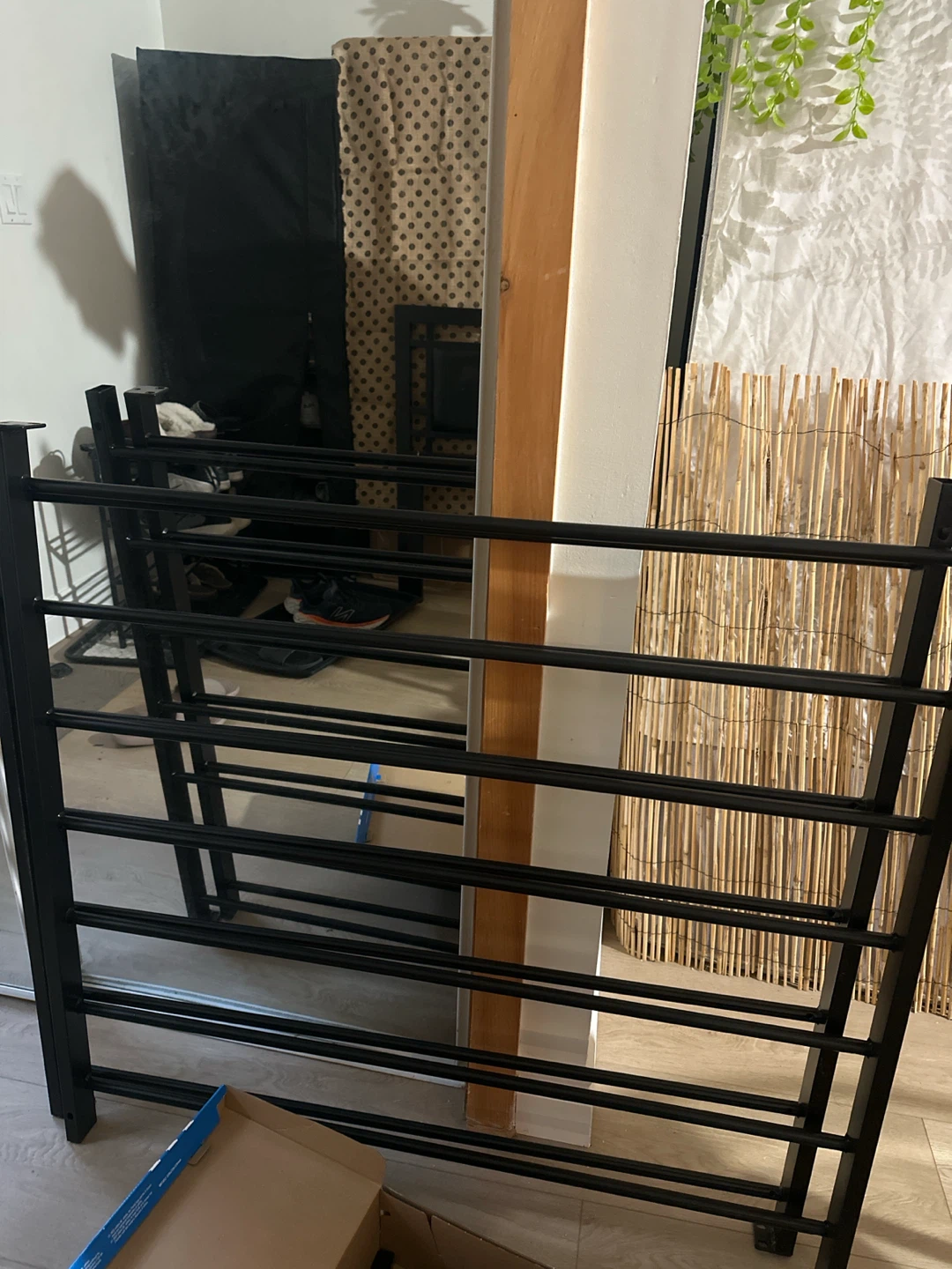 Black Metal Twin Bed Frame with Padded Headboard - photo 3