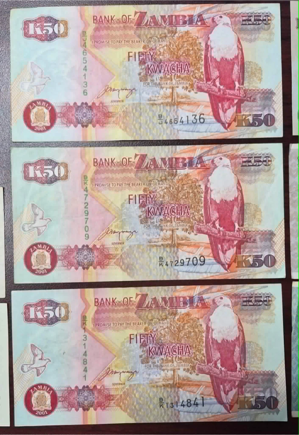 Bank of Zambia 50 Kwacha Banknotes