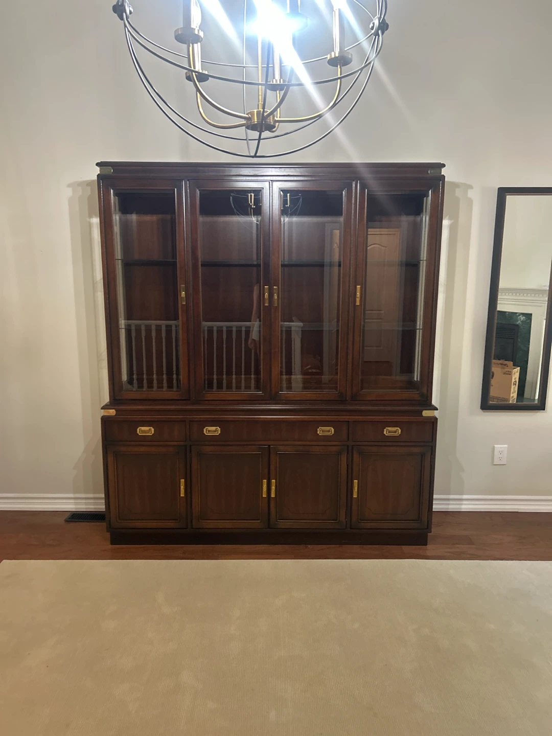 Dark Wood China Cabinet with Glass Doors