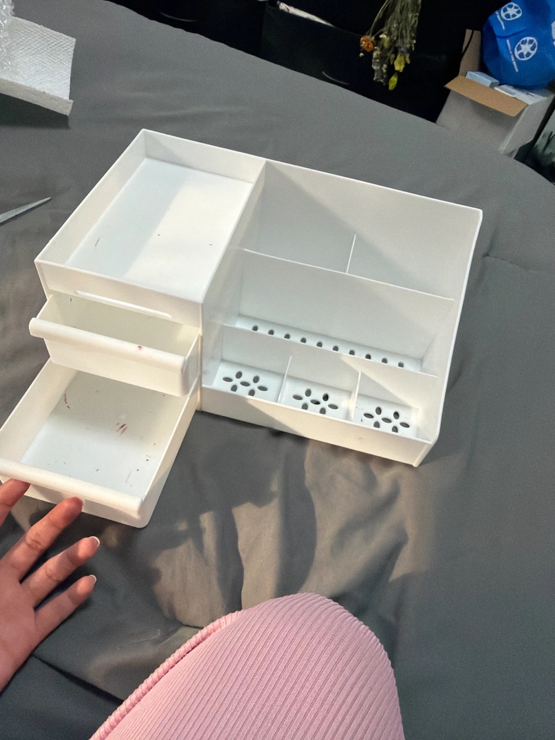 White Desk Organizer with Drawer - photo 2
