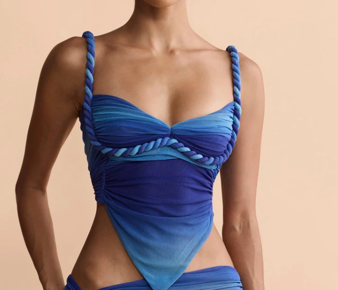 Blue Ombre Mesh Halter Two piece set - photo 2