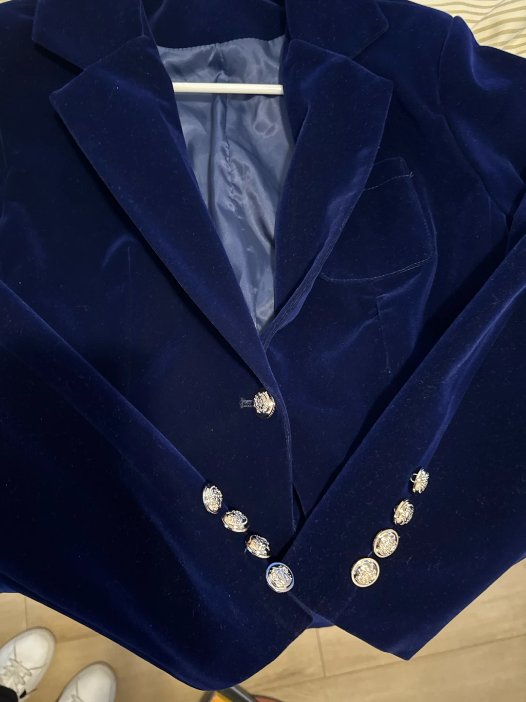 Navy Blue Velvet Blazer