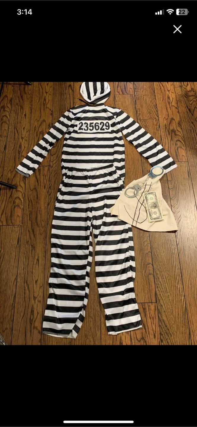 Prisoner or Bank Robber costume, size M (10-12) - photo 2