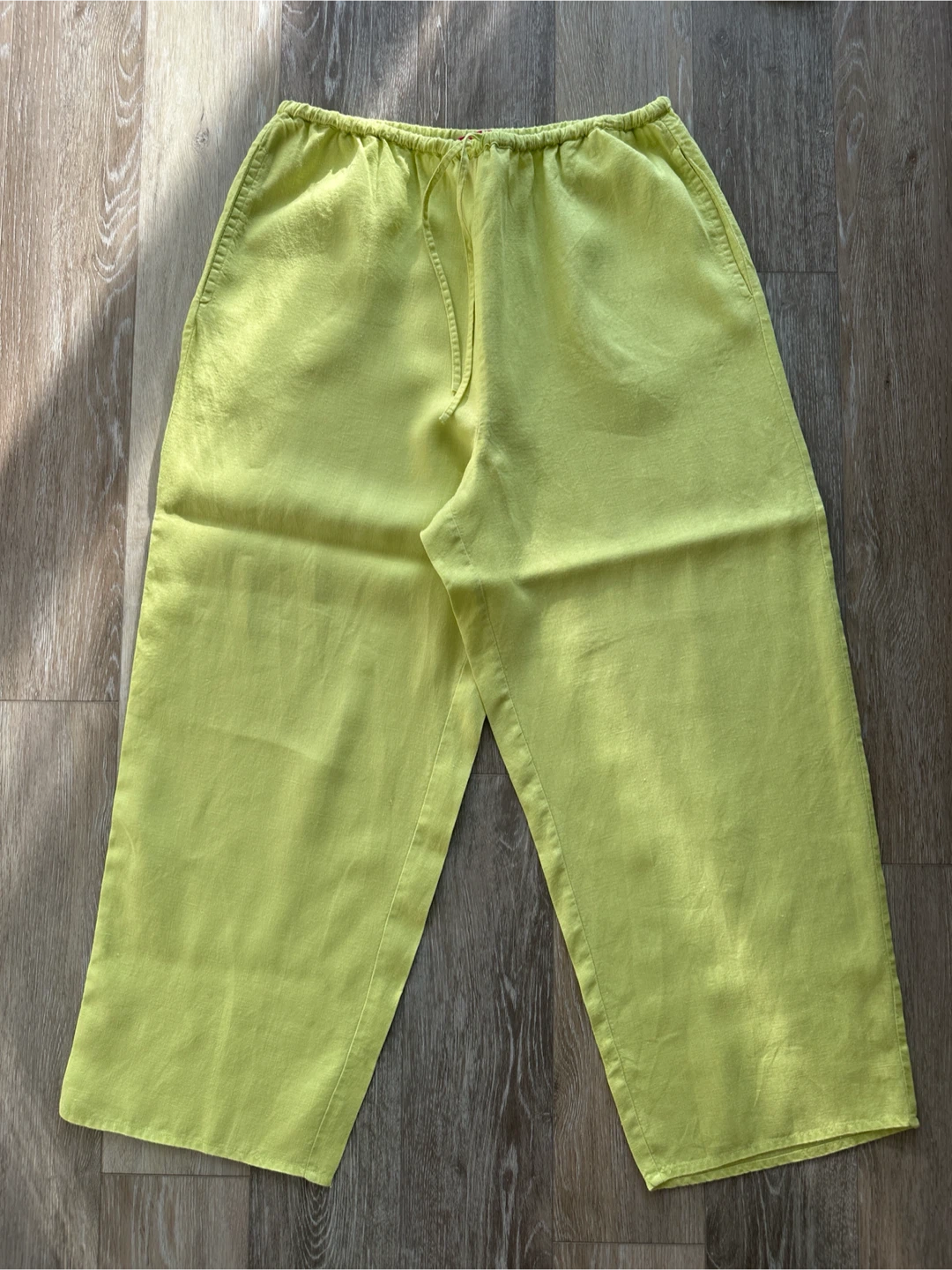 Sunny Leigh Linen Pants - Size L - Lime Green