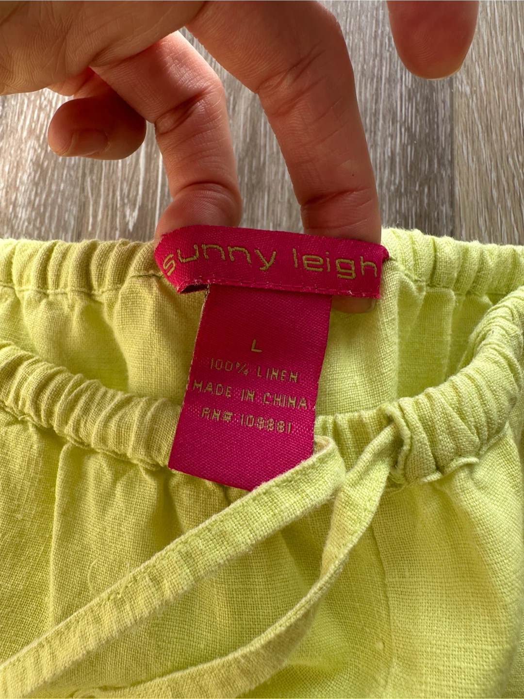 Sunny Leigh Linen Pants - Size L - Lime Green - photo 2