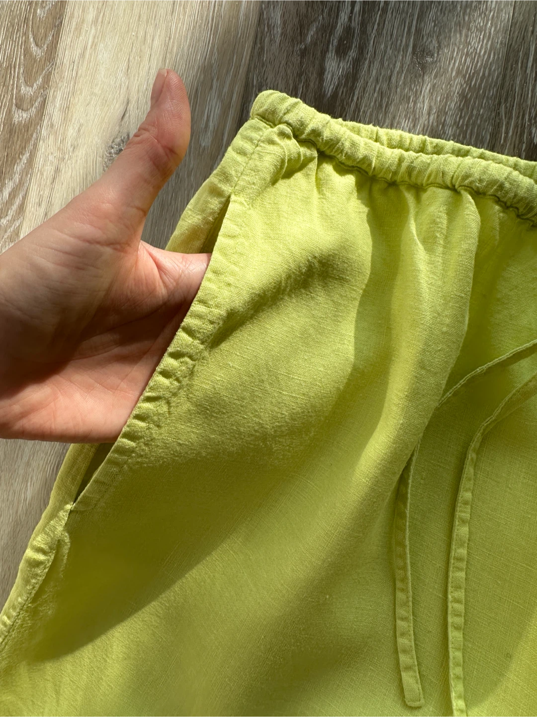 Sunny Leigh Linen Pants - Size L - Lime Green - photo 4