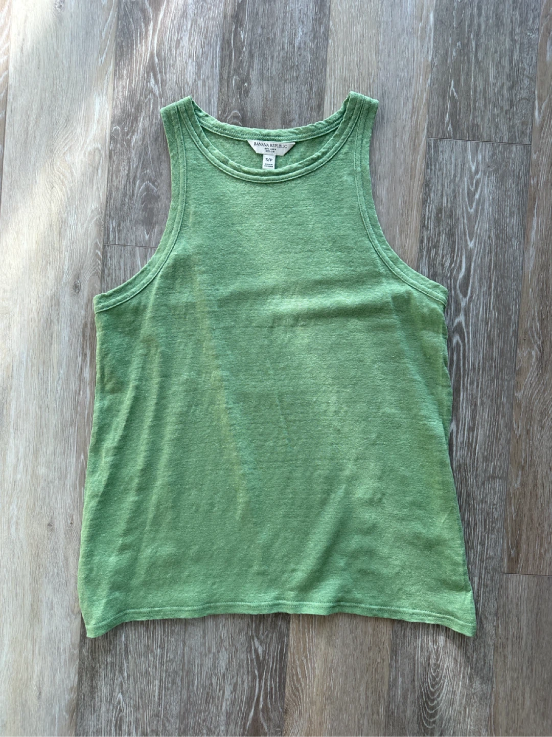 Banana Republic Green 100% Linen Tank Top S/P