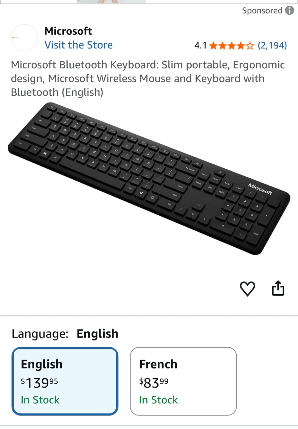 Microsoft Bluetooth Keyboard NEW
