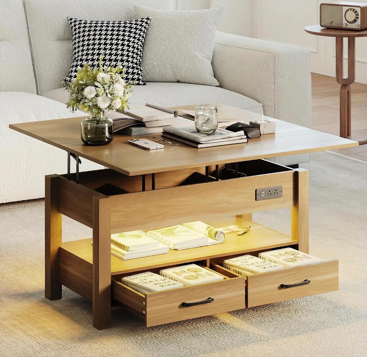 Lift Top Coffee Table with Storage - photo 2