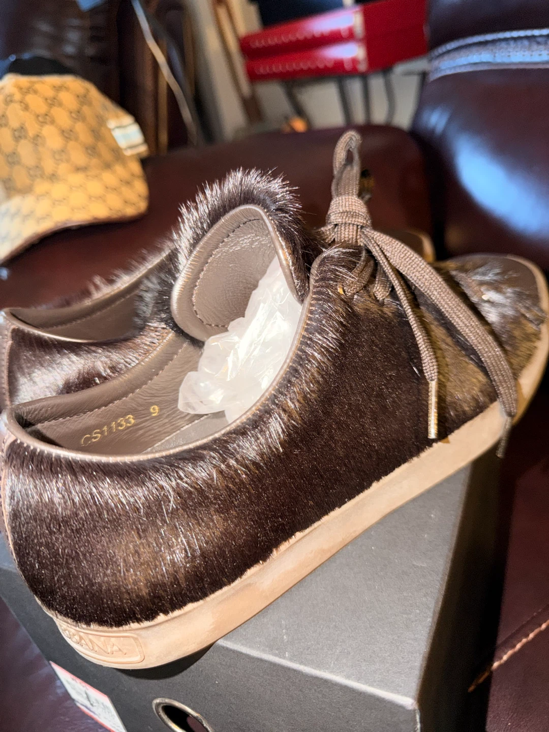 Dolce & Gabbana Brown Calf Hair Sneakers Size 10M, New Orig.$995