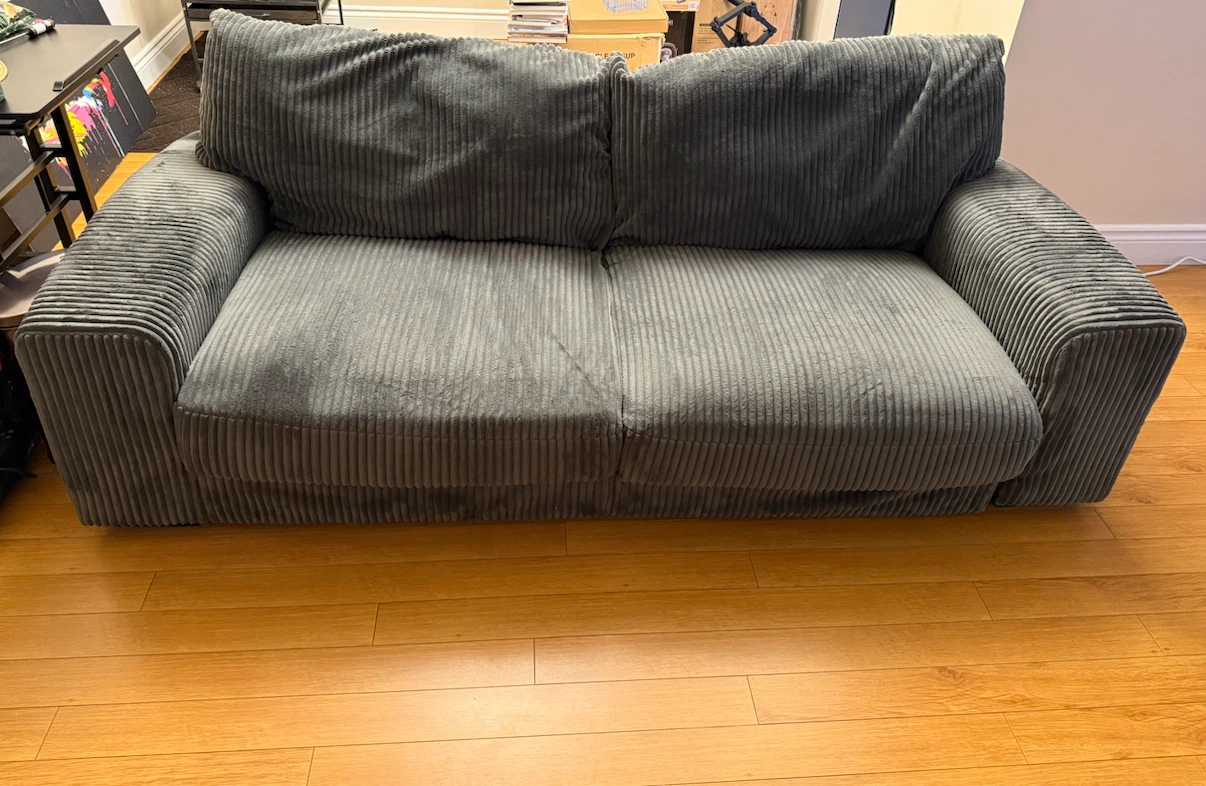Grey corduroy sofa obo need gone asap