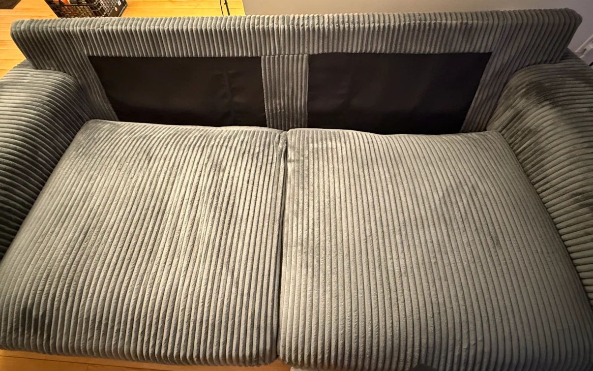 Grey corduroy sofa obo need gone asap - photo 2