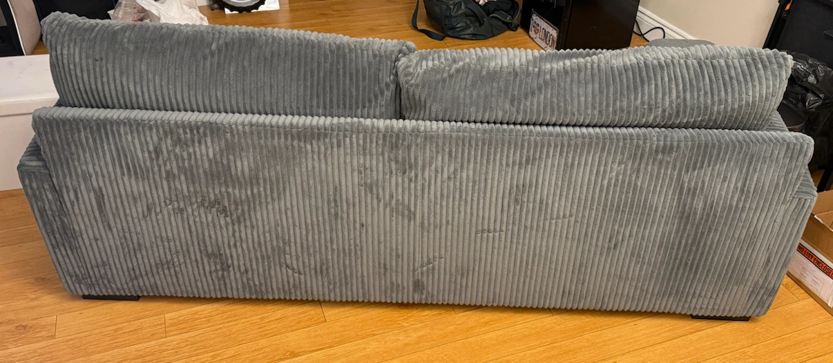Grey corduroy sofa obo need gone asap - photo 3