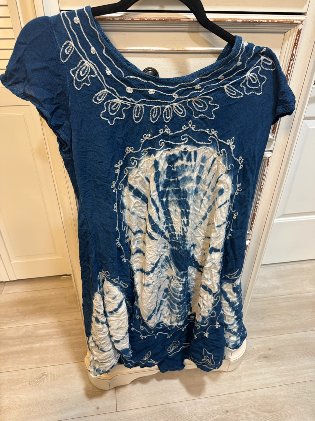 Blue Tie-Dye Embroidered Dress - photo 3