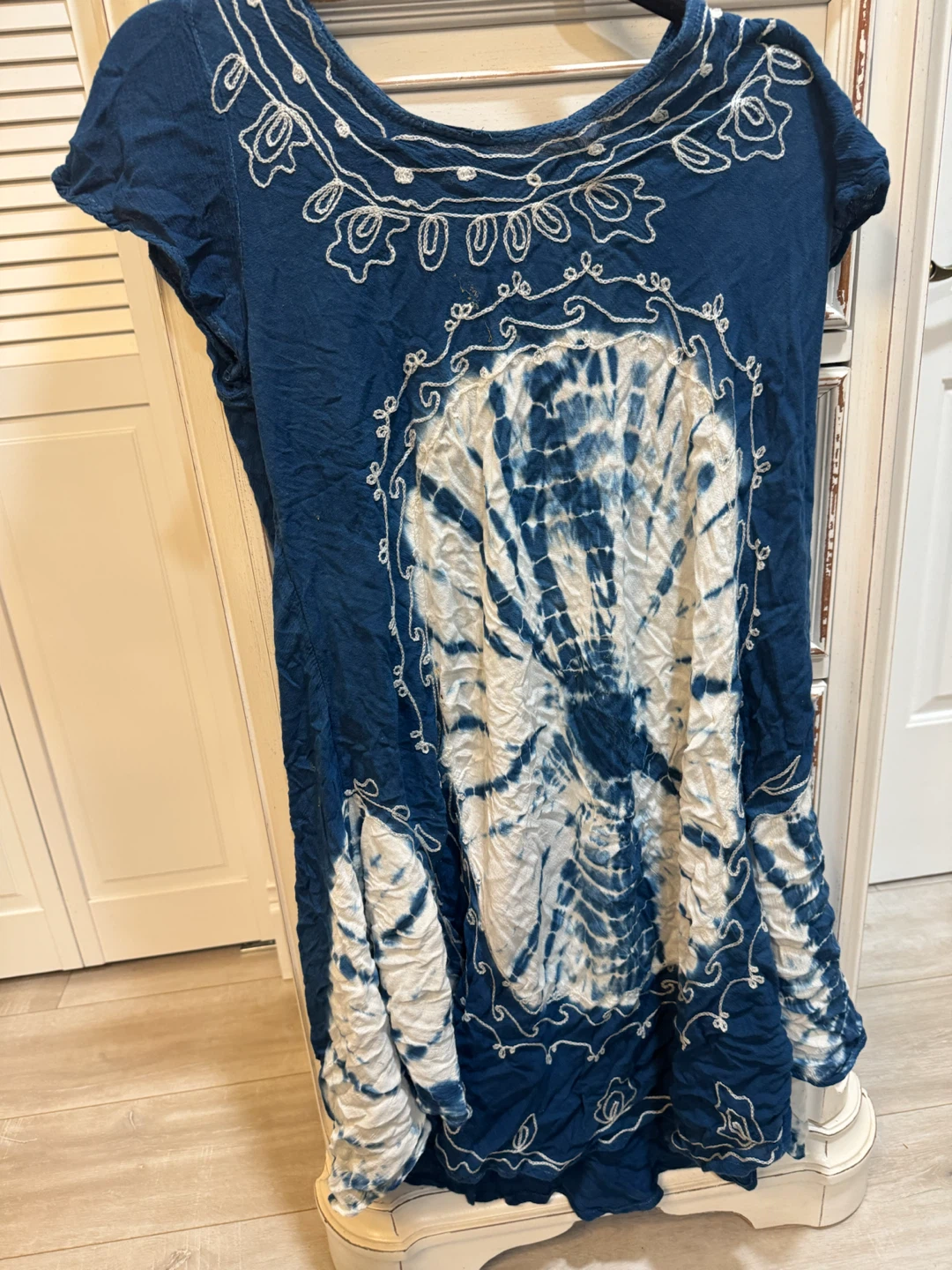 Blue Tie-Dye Embroidered Dress - photo 4