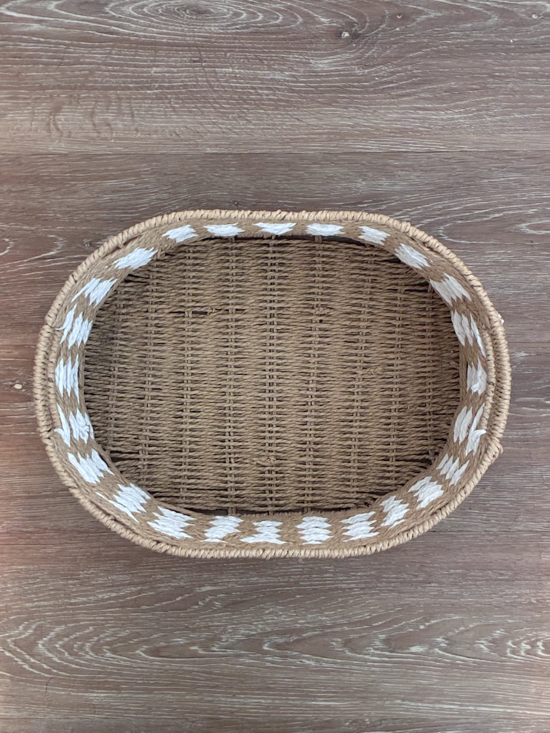 Oval Woven Basket with White Trim - photo 2