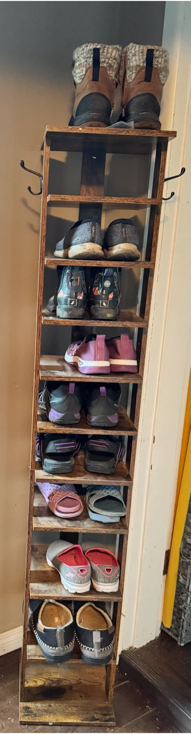 HOMEFORT 10-Tier Vertical Shoe Rack - Rustic Brown