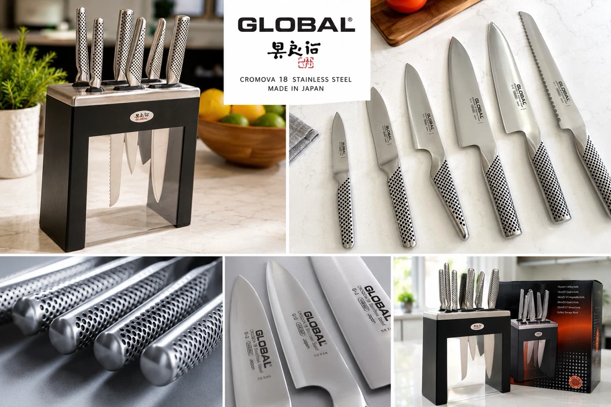 GLOBAL 6-Piece Knife Set with Block - New