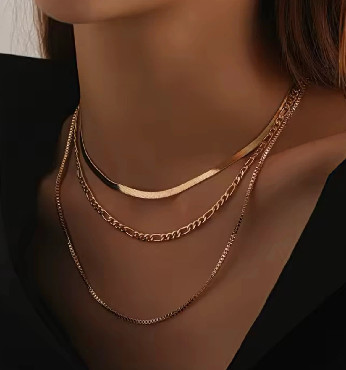 NEW Layered Gold-Tone Necklace Set