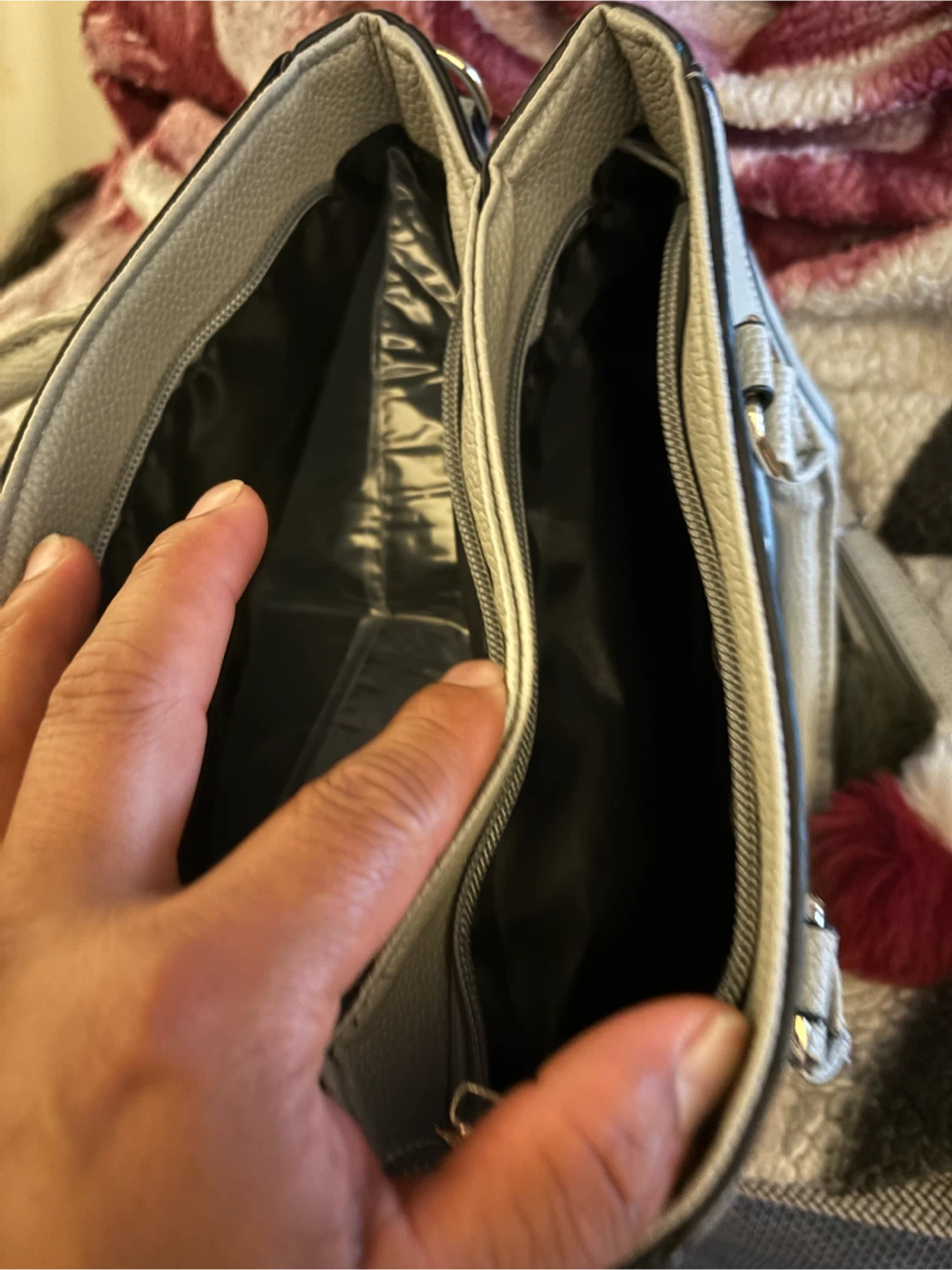 Gray Faux Leather Handbag - photo 2