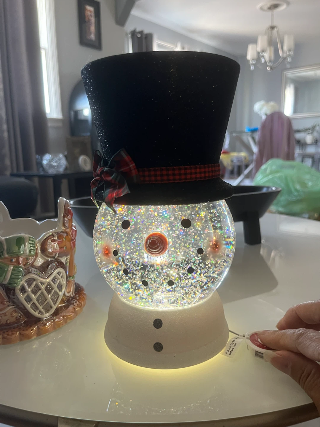 Light-Up Snowman Snow Globe Candle Holder