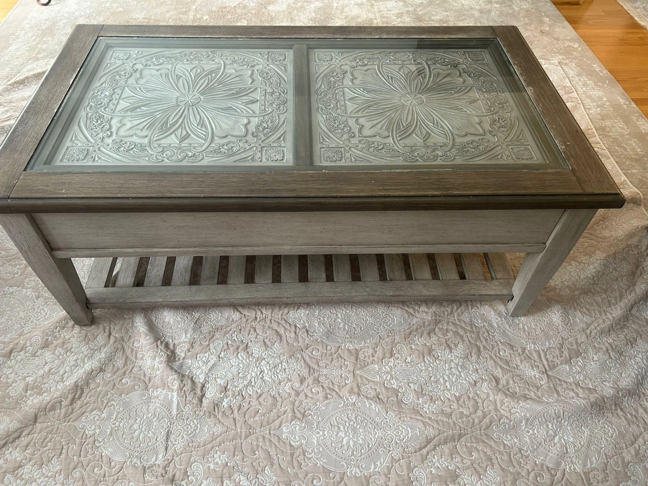 Farmhouse Coffee Table with 2 Drawers and Glass Top - photo 5