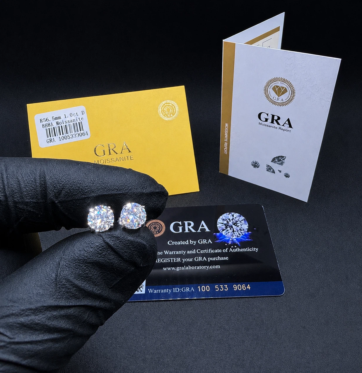 GRA Certified VVS1 6.5mm 1.0 ct Moissanite Earrings - photo 3