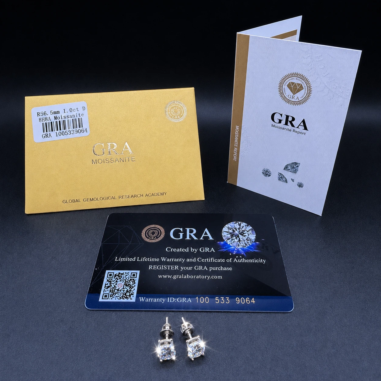GRA Certified VVS1 6.5mm 1.0 ct Moissanite Earrings - photo 4