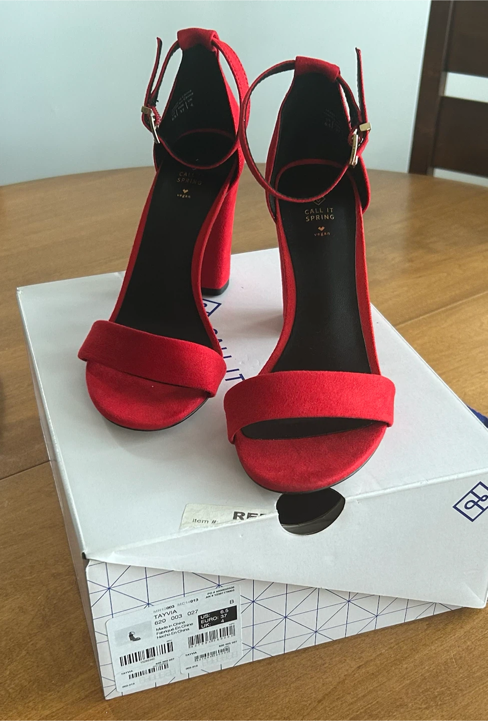 Red suede wedge high  heels