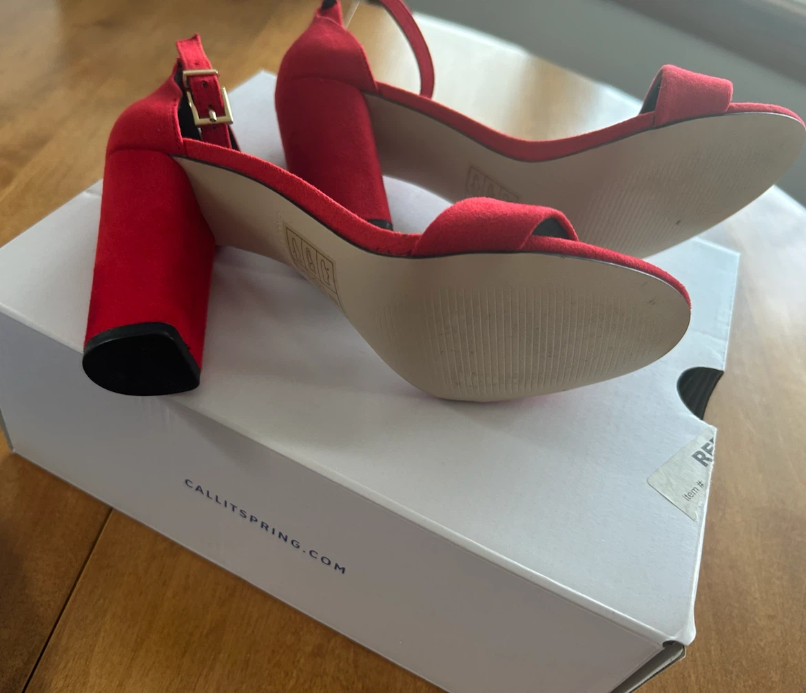 Red suede wedge high  heels - photo 3