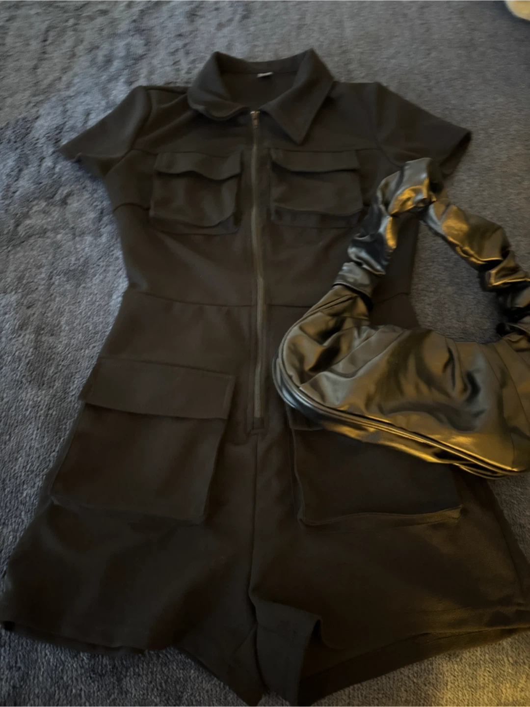 Black Utility Romper with FREE Matching Bag
