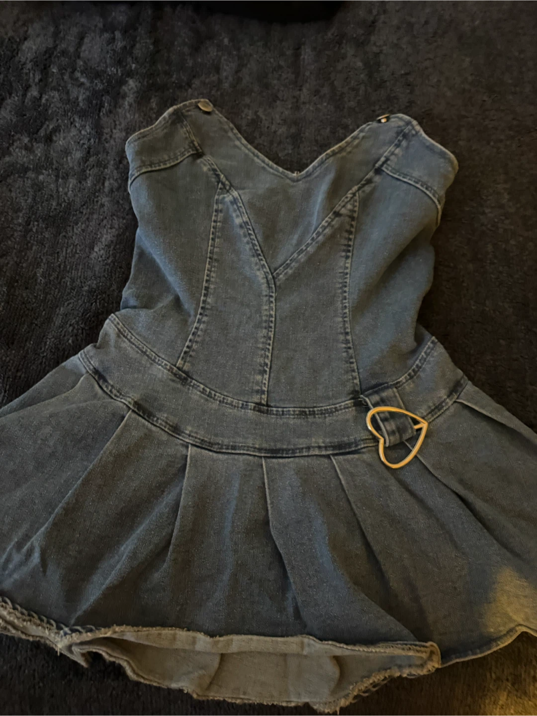 Denim Mini Dress with Heart Detail